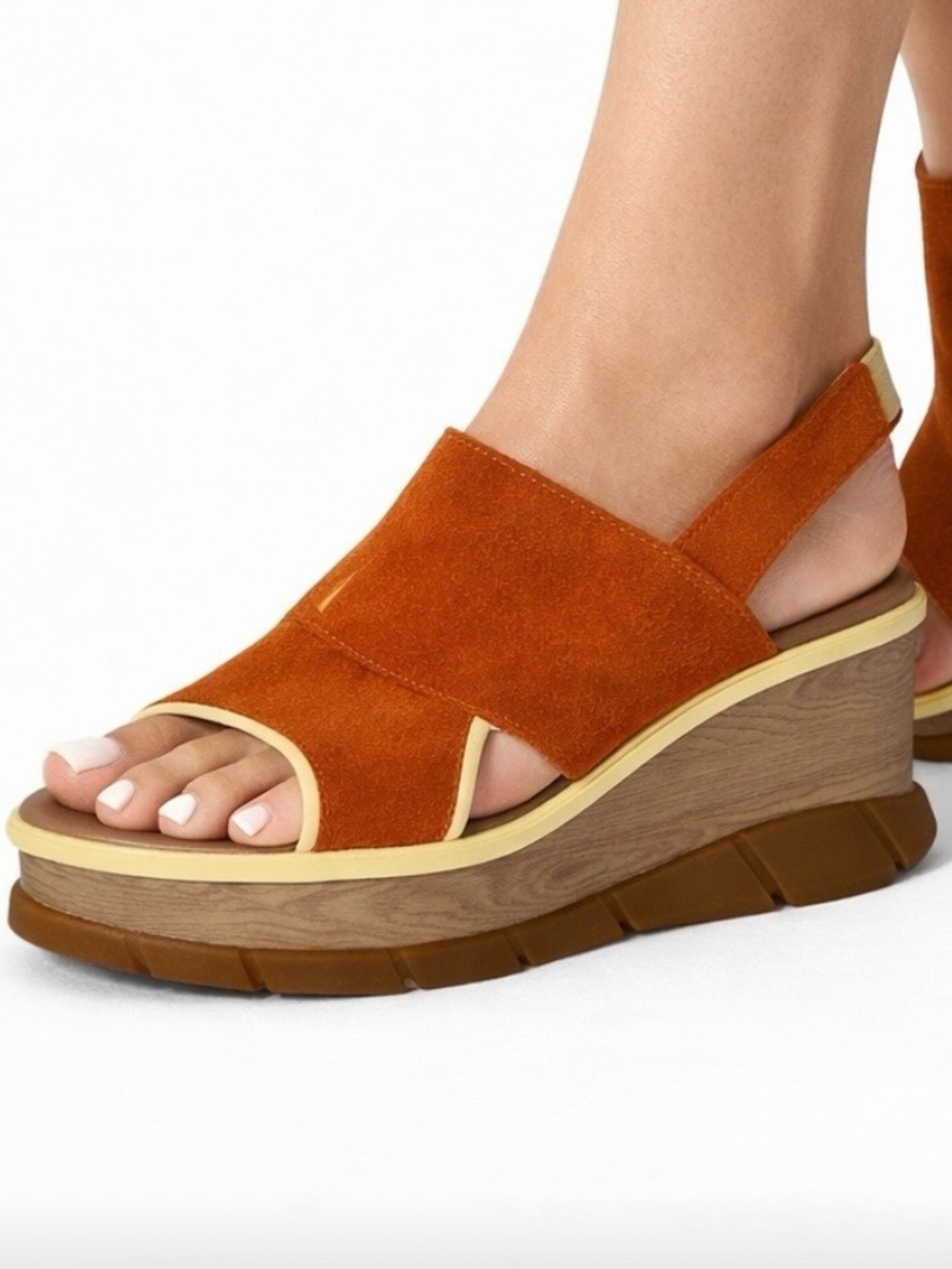 SOREL Joanie III  Burnt Orange Suede Wedge Slingback Sandals Size 9.5